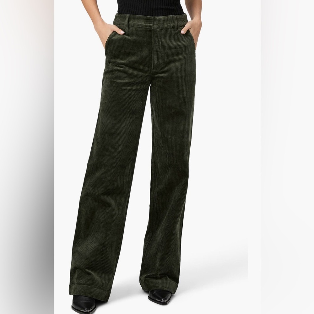 PAIGE Olive Corduroy Flare Pants